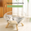 Luxury Transparent Cat Bed with Wooden Legs - Stylish Pet Nest
