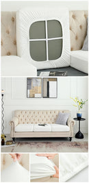 2 Pcs White Elegant Polyester Sofa Cover - Full Protection Against Cat Scratches & Wear