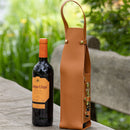 Black Leather-Look Single Wine Bottle Carrier Bag with Handle and Side Pocket for Opener(Red wine and bottle opener are props for shooting and are not included)