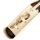 Black Leather-Look Single Wine Bottle Carrier Bag with Handle and Side Pocket for Opener(Red wine and bottle opener are props for shooting and are not included)