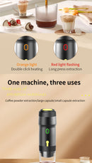 Silver 3-in-1 Portable Electric Espresso Maker - Rechargeable Travel Coffee Machine for Capsules & Ground Coffee