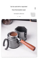 Silver Round Professional Aluminum Espresso Tamping Station - Adjustable Portafilter Holder Stand