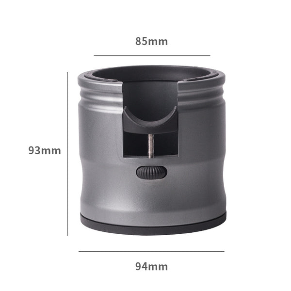 Dark Grey Round Professional Aluminum Espresso Tamping Station - Adjustable Portafilter Holder Stand