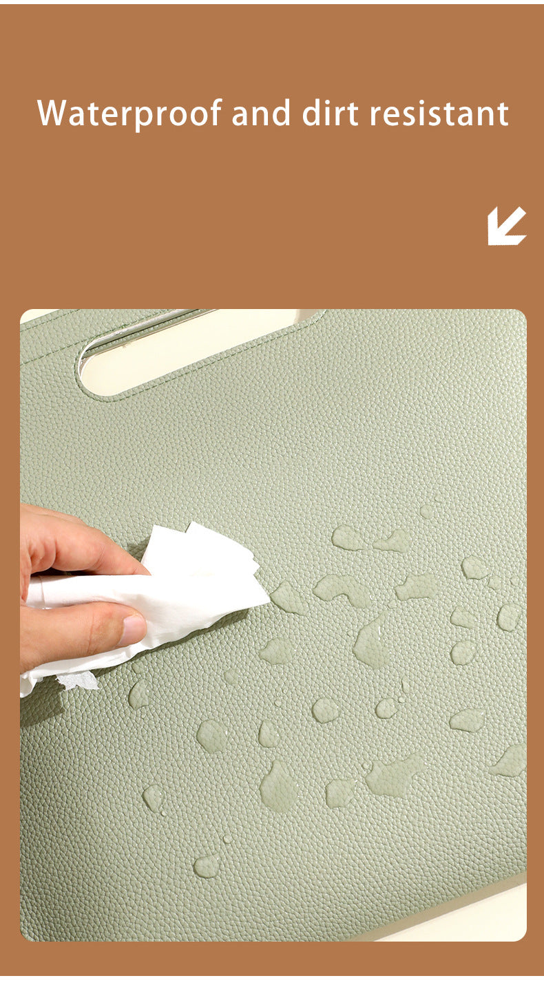 Khaki Professional A4 PU Leather Document Bag - Waterproof Handheld File Folder Portfolio for Business & Conference