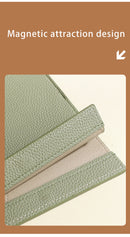 Light Green Professional A4 PU Leather Document Bag - Waterproof Handheld File Folder Portfolio for Business & Conference