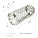 Silver 2-Piece Rolling Stainless Steel BBQ Grill Basket Set (Small & Large) - 304 Food-Grade Grilling Cages with Hooks