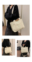 White Stylish Multi-Functional Mommy Diaper Bag - Durable Canvas Tote