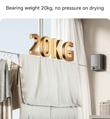 White Retractable Stainless Steel Clothesline - 4.2m Indoor and Outdoor Drying Solution