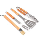 Premium 4-Piece BBQ Tool Set with Rubberwood Handles - Kraft Box