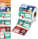 Set of 4 Christmas Gift Tag Sticker Rolls - 2000 Self-Adhesive Labels for Presents