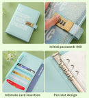 100 Envelope Savings Challenge Binder with Password Lock A5 Cash Stuffing Budget Planner Book Money Organizer for Couples (Blue)