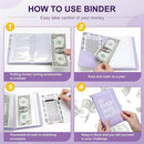 Black 100 Days Envelope Savings Challenge with 50 Clear Double-Sided Pages - Portable A6 Size for Budgeting & Financial Goals