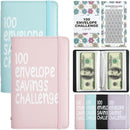 Two-Player 100 Days Envelope Savings Challenge with 50 Clear Double-Sided Pages - Portable A6 Size for Budgeting & Financial Goals (Pink + Blue)