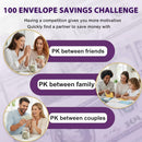 Two-Player 100 Days Envelope Savings Challenge with 50 Clear Double-Sided Pages - Portable A6 Size for Budgeting & Financial Goals (Pink + Blue)