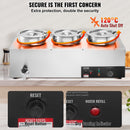 VEVOR Electric Soup Warmer, Three 7.4QT Stainless Steel Round Pot, 1200W Commercial Food Warmer, 30 - 85℃ Adjustable Temp, Bain Marie with Anti-Dry Burn and Reset Button, for Restaurant, Buffet