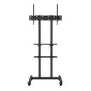 VEVOR Mobile TV Stand, Mobile TV Cart for 32 to 70 inch TVs, Height Adjustable Portable TV Stand with Wheels, Double Tray for Audio-Visual Devices, Rolling TV Stand with Mount for Bedroom, Living Room