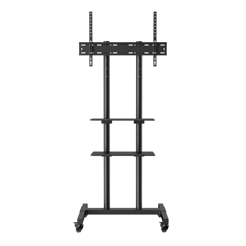 VEVOR Mobile TV Stand, Mobile TV Cart for 32 to 70 inch TVs, Height Adjustable Portable TV Stand with Wheels, Double Tray for Audio-Visual Devices, Rolling TV Stand with Mount for Bedroom, Living Room