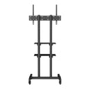 VEVOR Mobile TV Stand, Mobile TV Cart for 32 to 70 inch TVs, Height Adjustable Portable TV Stand with Wheels, Double Tray for Audio-Visual Devices, Rolling TV Stand with Mount for Bedroom, Living Room