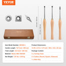VEVOR Wood Lathe Chisel Set, 3 PCS Woodworking Turning Tools, Includes Square, Round, Diamond Carbide Blades, 20 cm Comfortable Grip Handles, Wood Chisel Set with Wooden Box For Turning Pens or Small