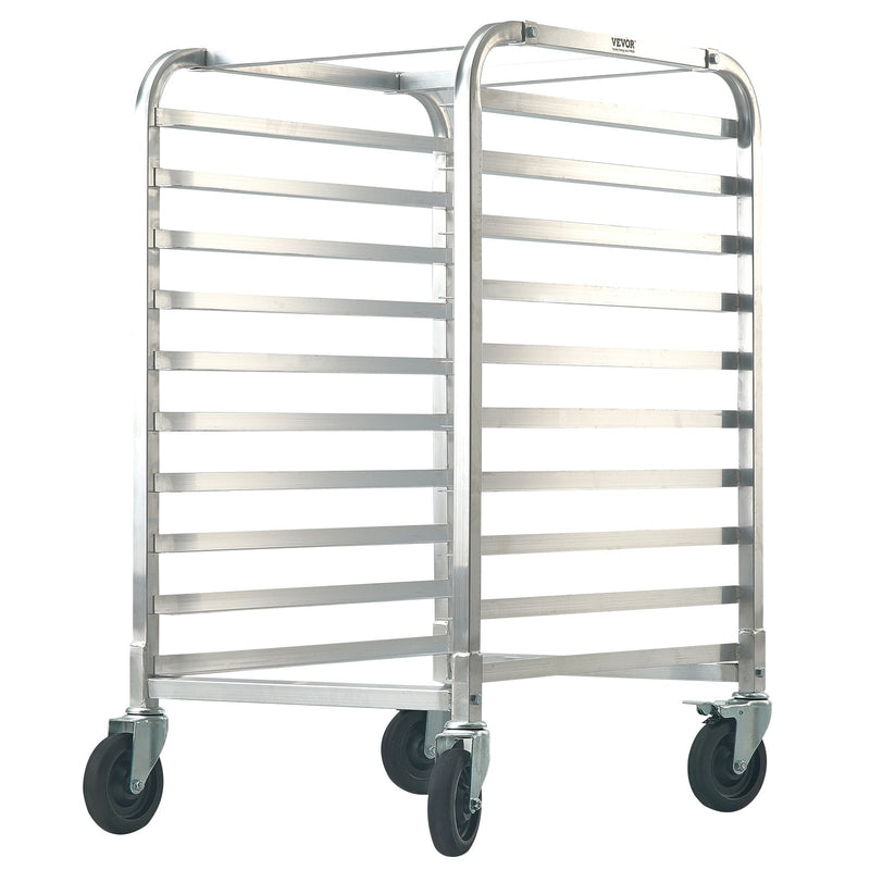 VEVOR Bun Pan Rack, 10-Tier Commercial Bakery Racks with Brake Wheels, Aluminum Racking Trolley Storage for Half & Full Sheet, Speed Rack For Kitchen Home, Bread Baking Equipment, 660x515x985 mm