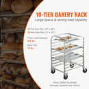 VEVOR Bun Pan Rack, 10-Tier Commercial Bakery Racks with Brake Wheels, Aluminum Racking Trolley Storage for Half & Full Sheet, Speed Rack For Kitchen Home, Bread Baking Equipment, 660x515x985 mm