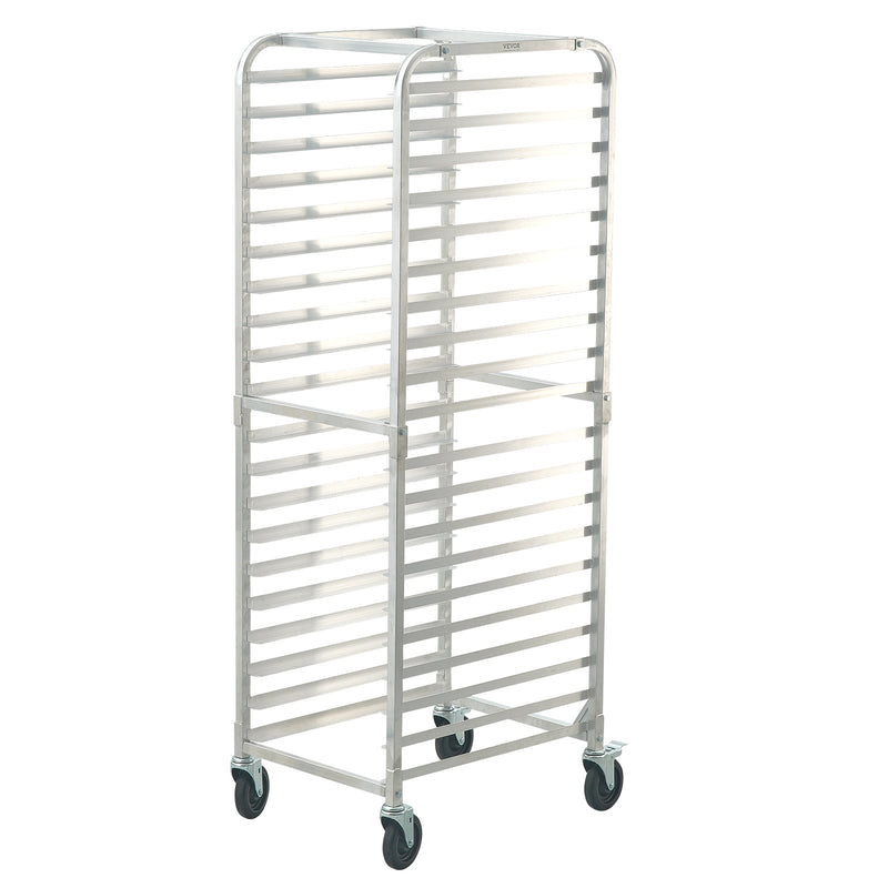 VEVOR Bun Pan Rack, 20-Tier Commercial Bakery Racks with Brake Wheels, Aluminum Racking Trolley Storage for Half & Full Sheet, Speed Rack For Kitchen Home, Bread Baking Equipment, 660x517x1767 mm