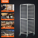 VEVOR Bun Pan Rack, 20-Tier Commercial Bakery Racks with Brake Wheels, Aluminum Racking Trolley Storage for Half & Full Sheet, Speed Rack For Kitchen Home, Bread Baking Equipment, 660x517x1767 mm