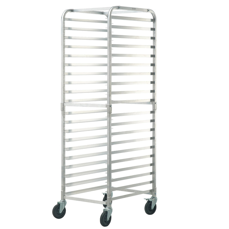 VEVOR Bun Pan Rack, 20-Tier Commercial Bakery Racks with Brake Wheels, Aluminum Racking Trolley Storage for Half & Full Sheet, Speed Rack For Kitchen Home, Bread Baking Equipment, 660x517x1767 mm
