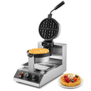 VEVOR Commercial Waffle Maker, 1300W Round Waffle Baker Machine, Non-Stick Stainless Steel Belgian Waffle Iron, Temperature and Time Control, 180° Rotatable, for Restaurant Bakery Snack Bar Family