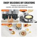 VEVOR Commercial Waffle Maker, 1230W Round Waffle Baker Machine, Non-Stick Stainless Steel Belgian Waffle Iron with Temperature and Time Control, Handle, for Restaurant Bakery Snack Bar Family
