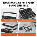 VEVOR Mini Dutch Pancake Maker, 25PCS 43mm Diameter Dorayaki Baker Machine, 1700W Commercial Electric Poffertjes Grill, Non-stick Stainless Steel, Temp & Time Control, for Home Kitchen Restaurant