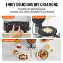 VEVOR Commercial Bubble Waffle Maker, 1400W Egg Pancake Baker Machine, Non-Stick Stainless Steel Egg Bubble Puff, 180° Rotatable, Temp and Time Control, Wooden Handle, for Restaurant Bakery Snack Bar