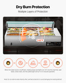 VEVOR Commercial Food Warmer, 1500W Electric Stainless Steel Steam Food Warmer with Glass Cover, 9-Pan Countertop Buffet Bain Marie with Soup & Perforated Ladles, for Catering, Restaurant & Party