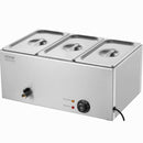 VEVOR 3-Pan Commercial Food Warmer, 16.5L Electric Steam Table, 1200W Professional Countertop Stainless Steel Buffet Bain Marie with 30 - 85℃ Temp Control for Catering and Restaurants, Silver