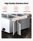 VEVOR Commercial Food Warmer, 1500W Electric Stainless Steel Steam Food Warmer with Lid, 4-Pan Fast Heating Countertop Buffet Bain Marie with Soup & Perforated Ladles, for Catering, Restaurant, Party