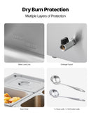 VEVOR Commercial Food Warmer, 1500W Electric Stainless Steel Steam Food Warmer with Lid, 4-Pan Fast Heating Countertop Buffet Bain Marie with Soup & Perforated Ladles, for Catering, Restaurant, Party