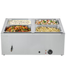 VEVOR Commercial Food Warmer, 1500W Electric Stainless Steel Steam Food Warmer with Lid, 4-Pan Fast Heating Countertop Buffet Bain Marie with Soup & Perforated Ladles, for Catering, Restaurant, Party