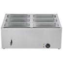 VEVOR Commercial Food Warmer, 1500W Electric Stainless Steel Steam Food Warmer with Lid, 6-Pan Fast Heating Countertop Buffet Bain Marie with Soup & Perforated Ladles, for Catering, Restaurant, Party