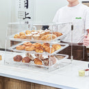 VEVOR Pastry Display Case, 3-Tier Commercial Countertop Bakery Display Case, Acrylic Display Box with Rear Door Access & Removable Shelves, Keep Fresh for Donut Bagels Cake Cookie