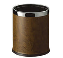 Round Leatherette Brown Room Bin