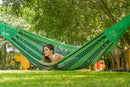 Mayan Legacy Queen Size Outdoor Cotton Mexican Hammock in Jardin Colour