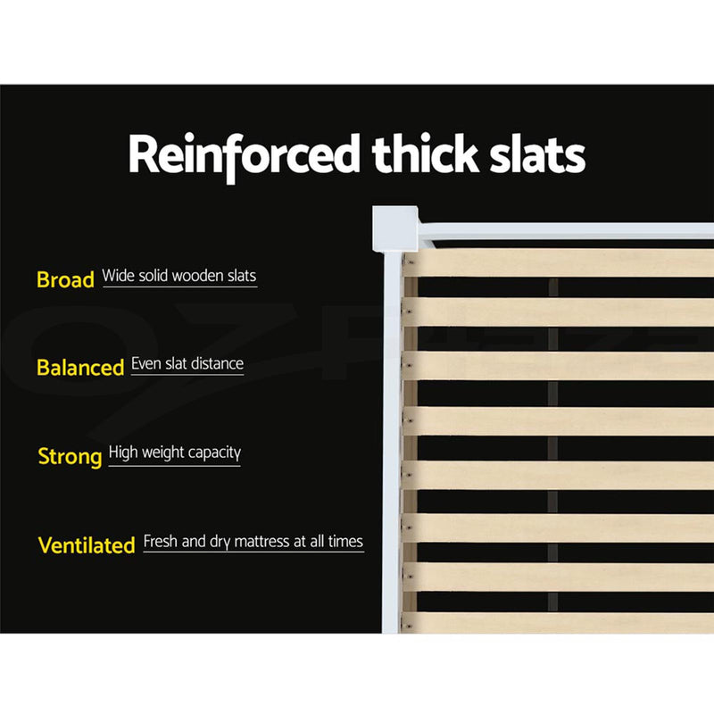 Artiss Bed Frame Single Size Wooden with 2 Drawers White RIO