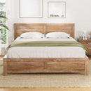 Artiss Bed Frame Double Size Wooden Acacia Wood OATMEAL