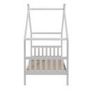 Artiss Bed Frame Wooden Base Kids Single Timber House Beds White