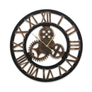 60cm Wall Clock Large Retro Roman Numerals Brown