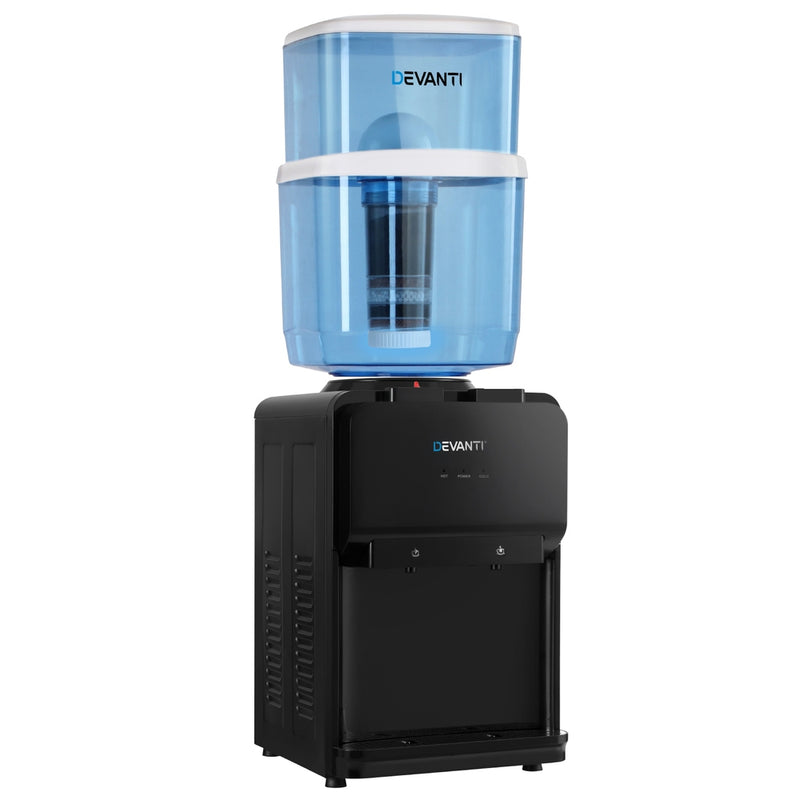 Water Cooler Dispenser 22L Bench Top Chiller Purifier Filter Hot Cold Black