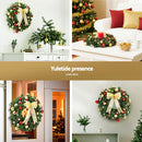 Christmas Wreath 60CM LED Garland Berries Bow Baubles Xmas Decor