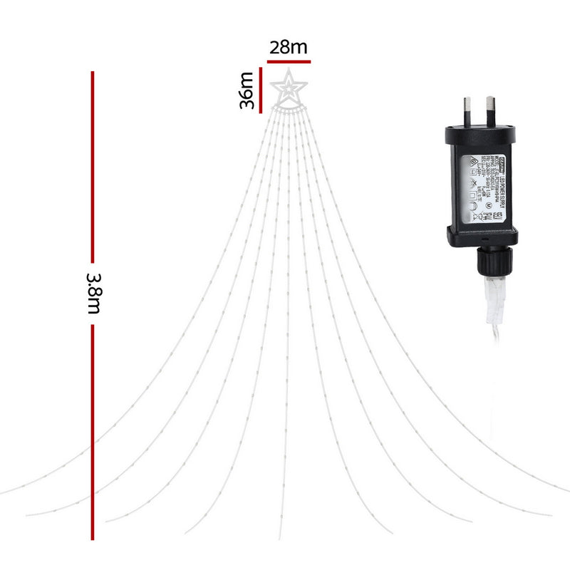 Jingle Jollys 3.8M Christmas Lights Waterfall String Light 340 LED