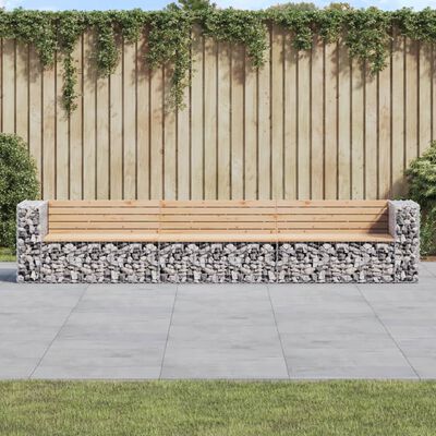 Garden Bench Gabion Design 347x71x65.5 cm Solid Wood Douglas