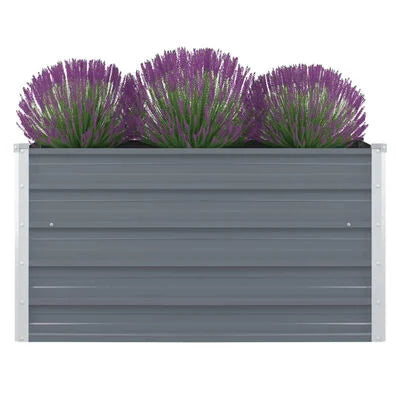 Raised Garden Bed 100x100x45 cm Galvanised Steel - Grey